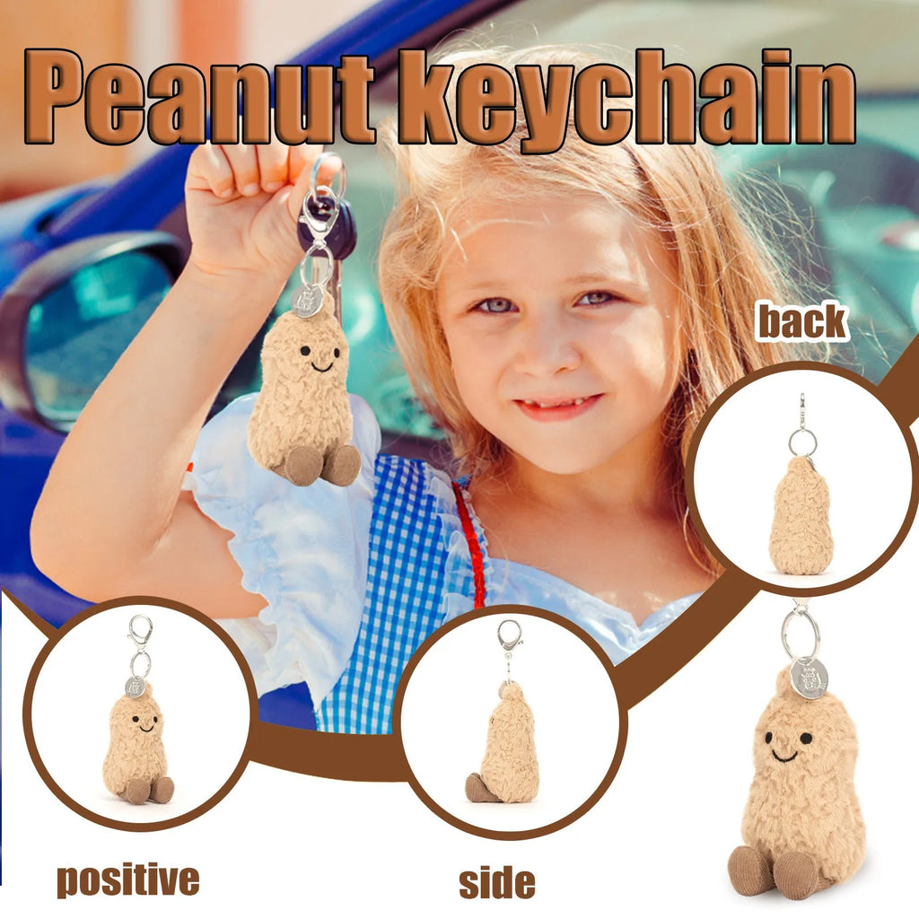 peanut keychain  Soft Stuffed Animal Toy Gift, Cute Bag Decor Simulation Peanut Doll, Portable Car Accessories