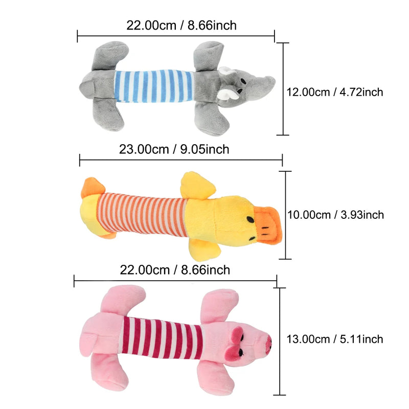 Fit for All Pets Dog Cat Fleece Toys Popular Squeak Chew Sound Dolls Elephant Duck Pig Pet Funny Plush Toys