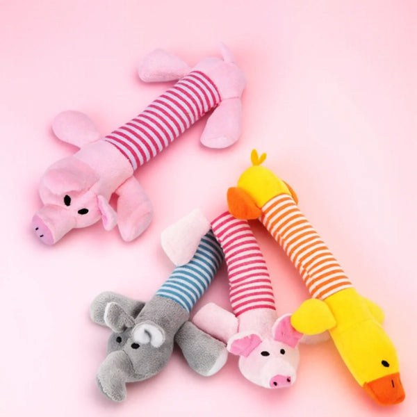 Funny Squeaky Dog Toys for Puppies Plush Chew Toys for Small Pets Duck Pig Elephant Interactive Pet Supplies Puppy Teething Toys
