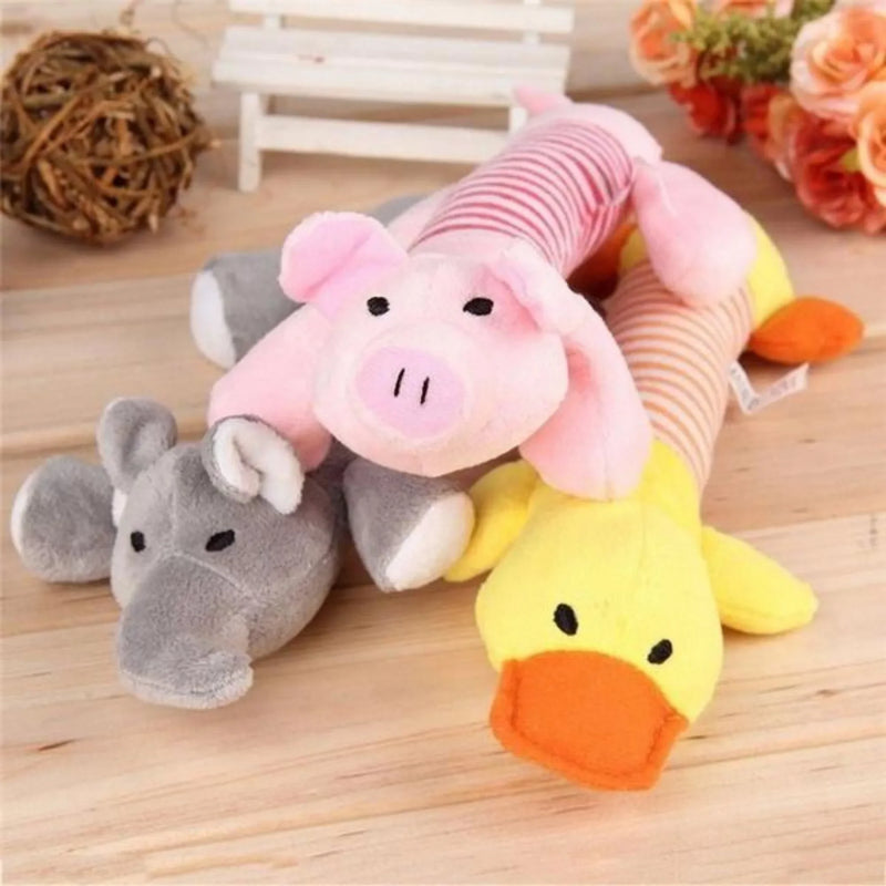 Funny Squeaky Dog Toys for Puppies Plush Chew Toys for Small Pets Duck Pig Elephant Interactive Pet Supplies Puppy Teething Toys
