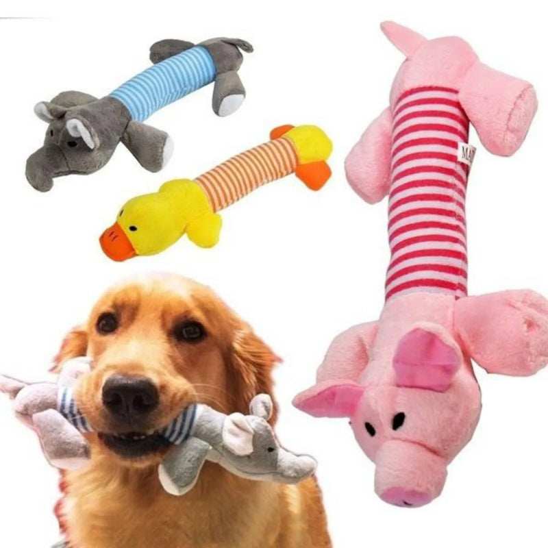 Funny Squeaky Dog Toys for Puppies Plush Chew Toys for Small Pets Duck Pig Elephant Interactive Pet Supplies Puppy Teething Toys
