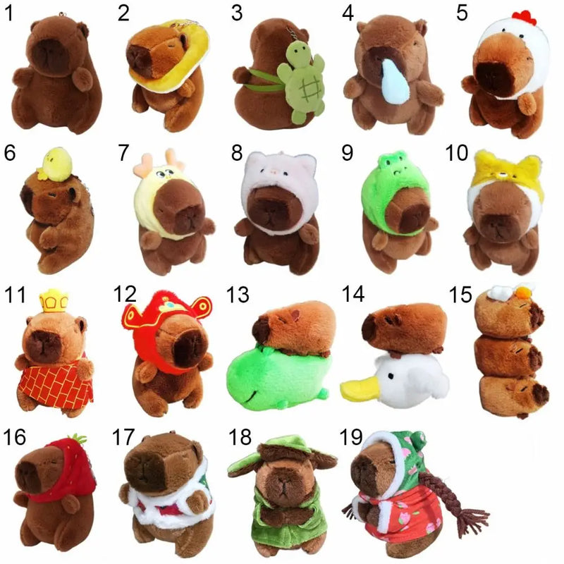 Multicolor Plush Capybara Keychain Cute Toy Stuffed Animals Simulation Capybara Pendant Cartoon Capybara Accessories