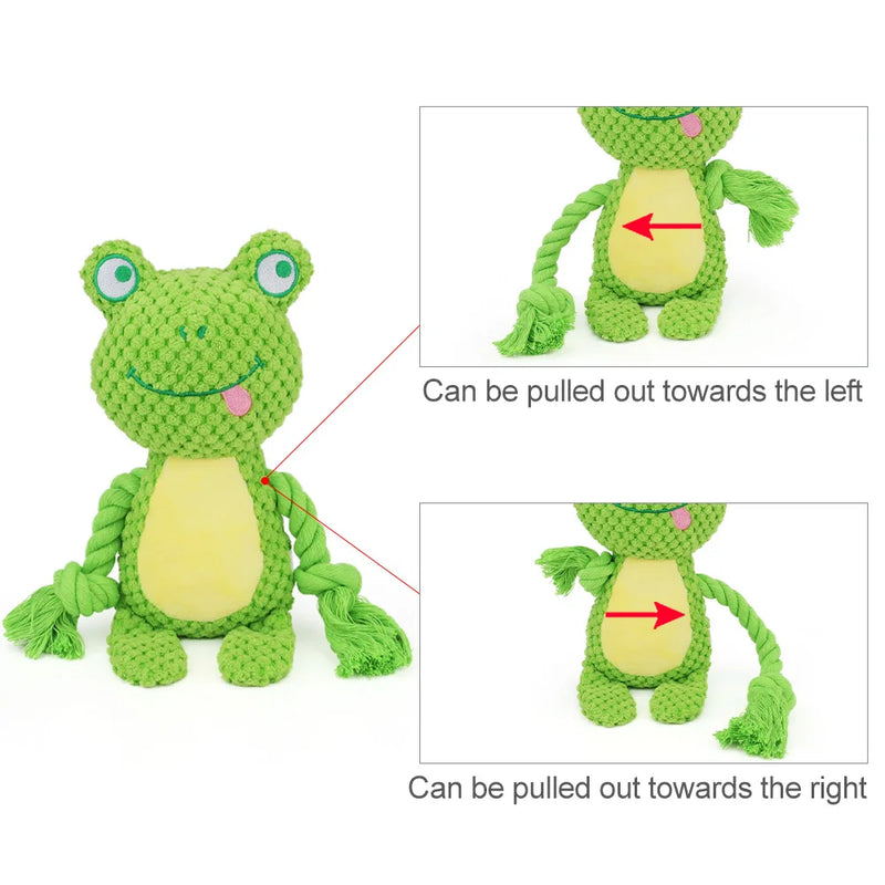 Cute Animal Rope Dog Toy Cute Plush Puppy Chew Pet Squeak Knot Toy Cartoon Rabbit Monkey